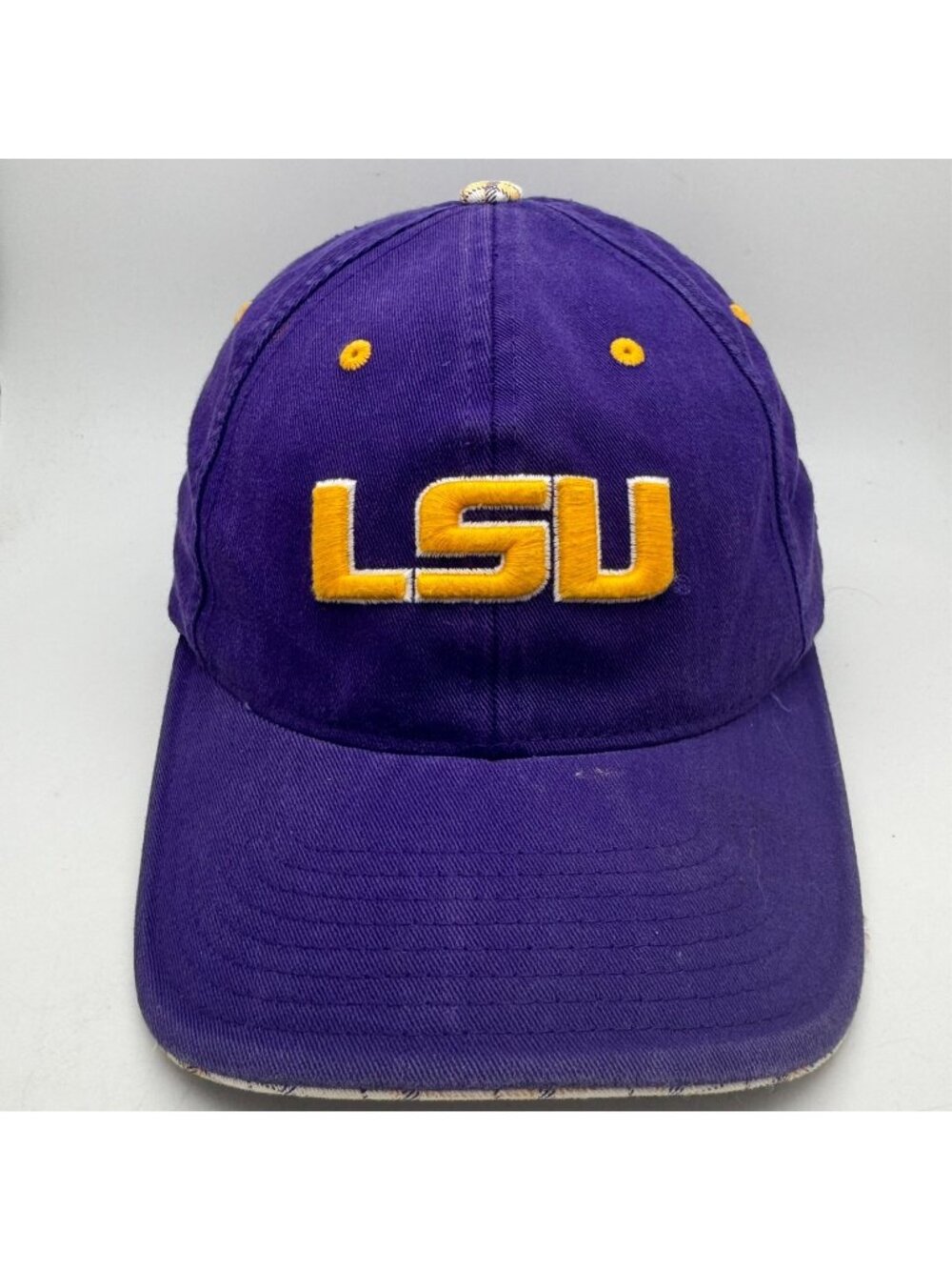 LSU Tigers Fitted Hat Cap Adidas Purple Gold Trefoil Plaid Underbrim NCAA